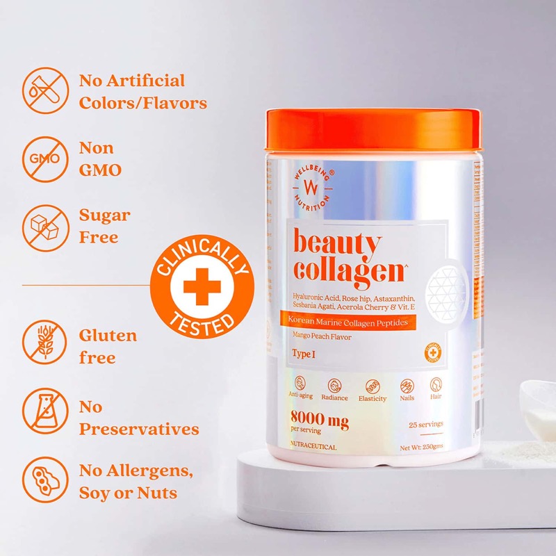 WELLBEING NUTRITION BEAUTY MARINE COLLAGEN PEPTIDES POWDER 250G