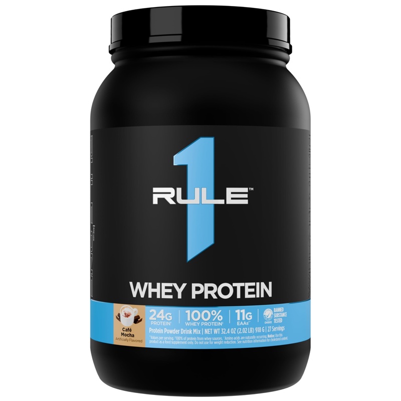 RULE 1 WHEY PROTEIN 24G PROTEIN  2.28KG/65 SERVINGS CAFE MOCHA