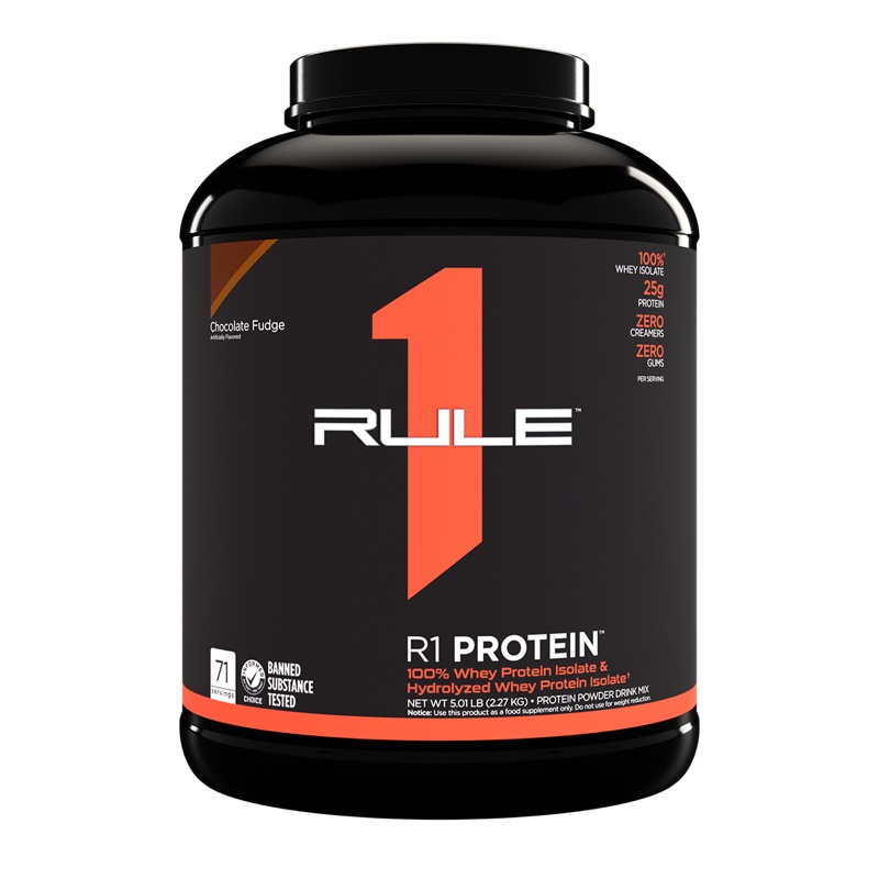 RULE 1 WHEY ISOLATE R1PROTEIN  2.27KG/71 SERVINGS CHOCOLATE FUDGE