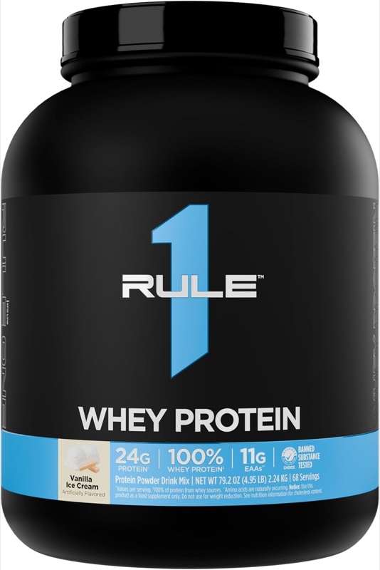 RULE 1 WHEY PROTEIN 24G PROTEIN  2.24KG/68 SERVINGS VANILLA ICE CREAM