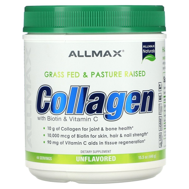ALLMAX COLLAGEN GRASS FED AND PASTURE RAISED 440G 44 SERVINGS UNFLAVOURED