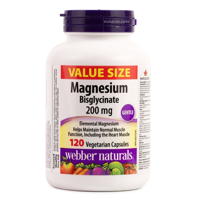 WEBBER NATURAL MAGNESIUM BISGLYCINATE 200MG 120S(p1)