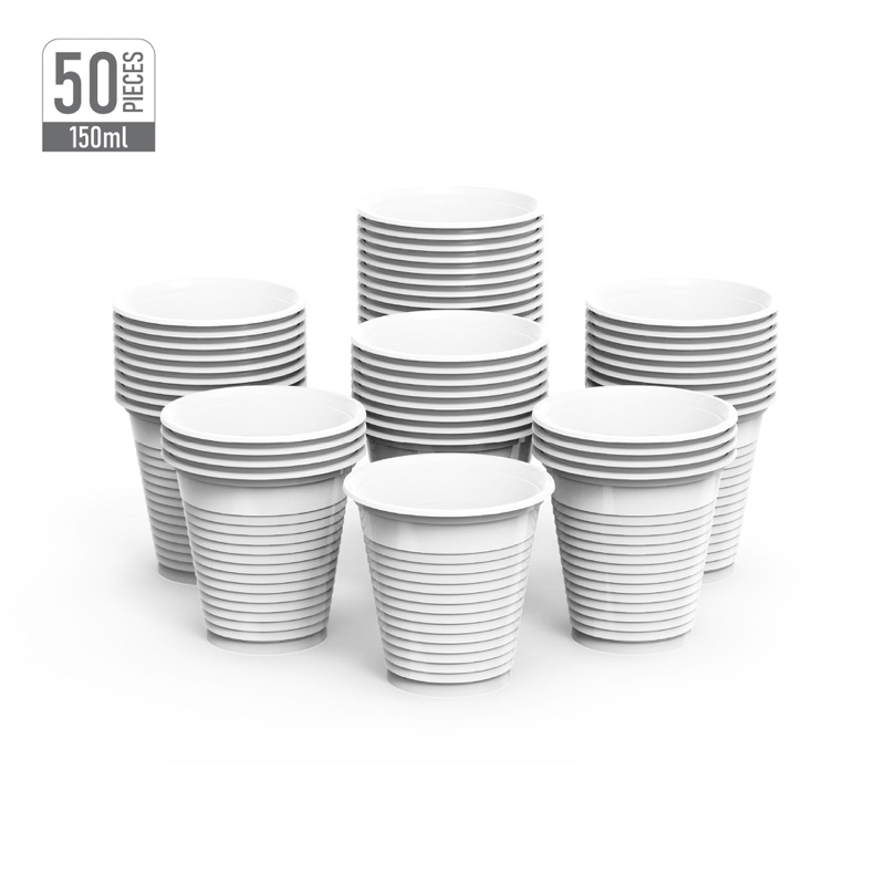 WHITE PLASTIC CUPS 150ML