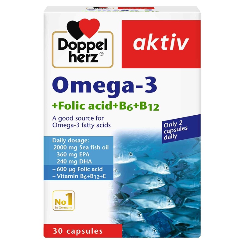 Doppel herz Omega-3+Folic acid+B6+B12 caps 30's