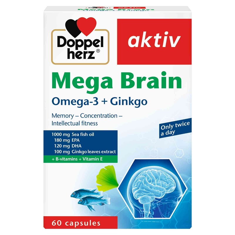 Doppel herz mega brain caps 60s omega 3+ginko