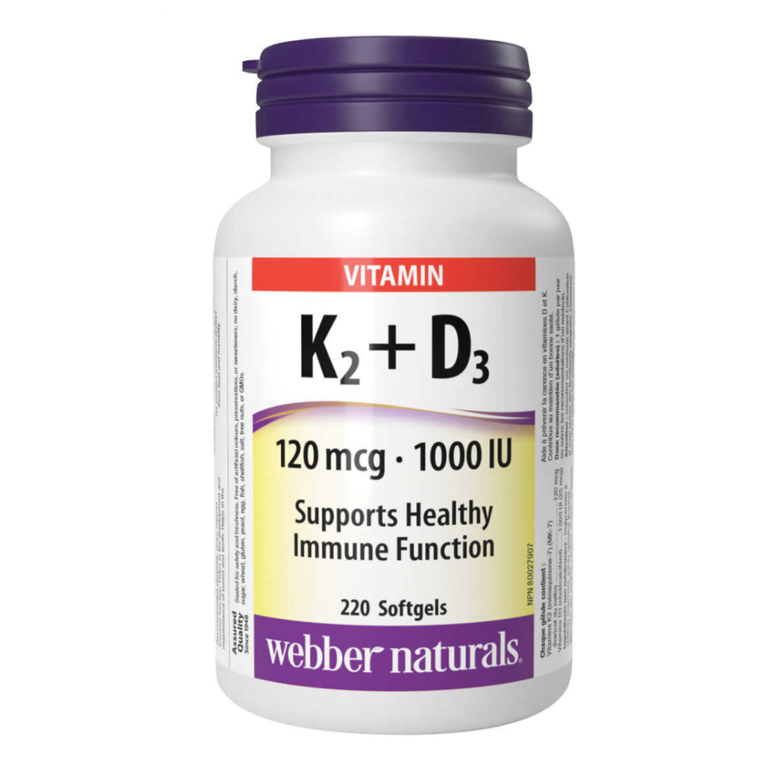 WEBBER NATURALS VITAMIN K2+D3 120MCG/1000IU 60S