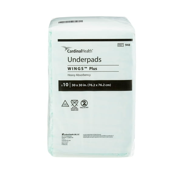 CARDINAL HEALTH UNDERPADS WINGS 10S