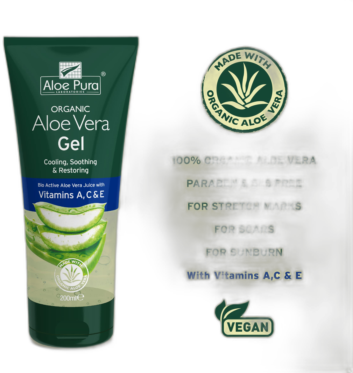 ALOE VERA GEL VITAMINS A,C&E 200ML(ALOE PURA)