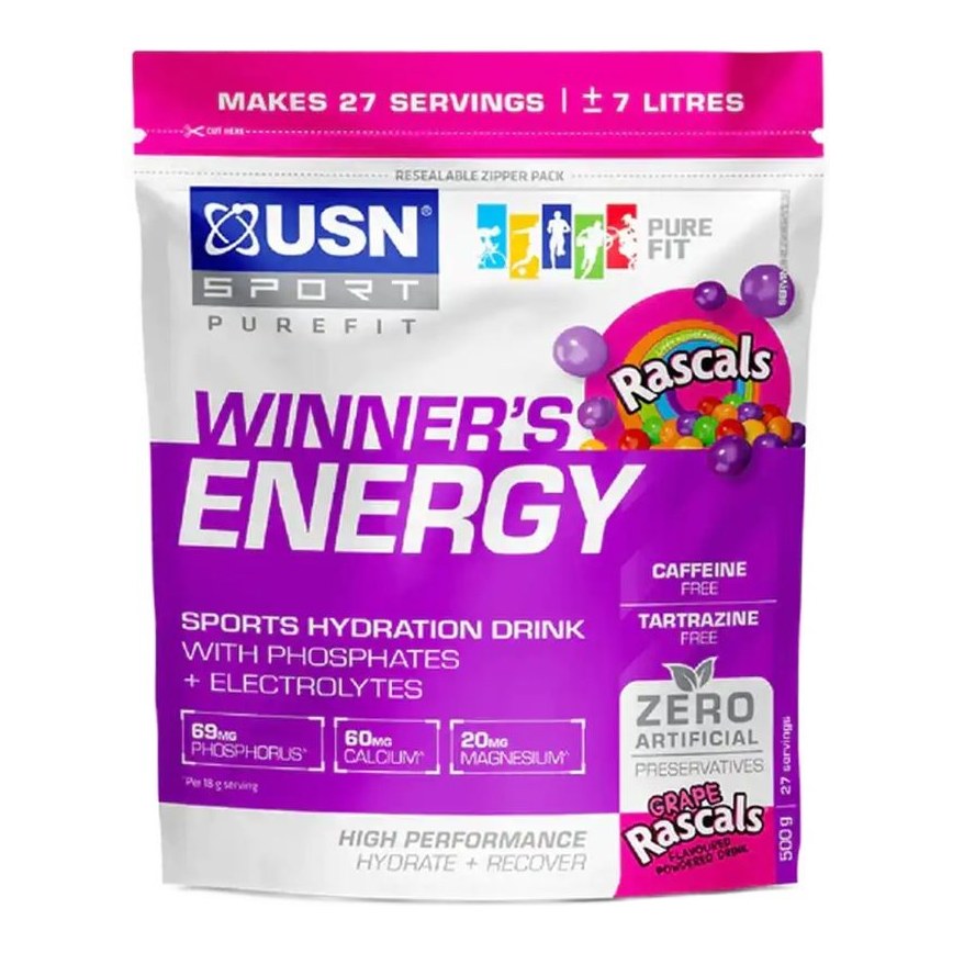 USN WINNER'S ENERGY 500G GRAPE FLAVOURED TIN