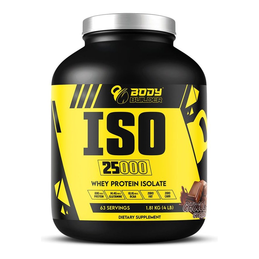 BODY BUILDER ISO 25000 WHEY PROTEIN 4LB/1.81KG 63 SERVINGS CHOLOLATE GOURMET