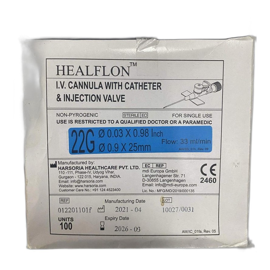 IV CANNULA G22 100 BLUE