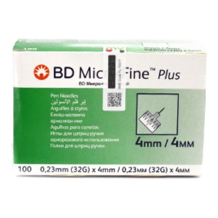 BD MICROFINE PEN NEEDLES 32G/4MM100'S