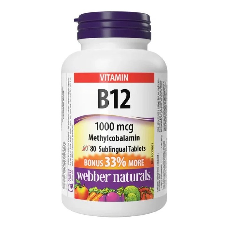 WEBBER NATURALS B12 METHYLCOBALAMIN 1000MCG 80S (p1)