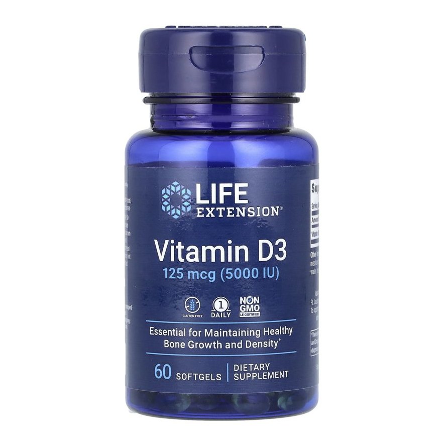 life extension Vitamin D3 125mcg(5000 IU) 60'S(P1)