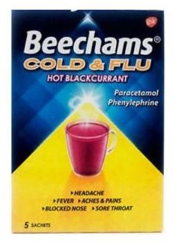 BEECHAMS COLD&FLU HOT BLACKCURRANT SACHETS 5'S