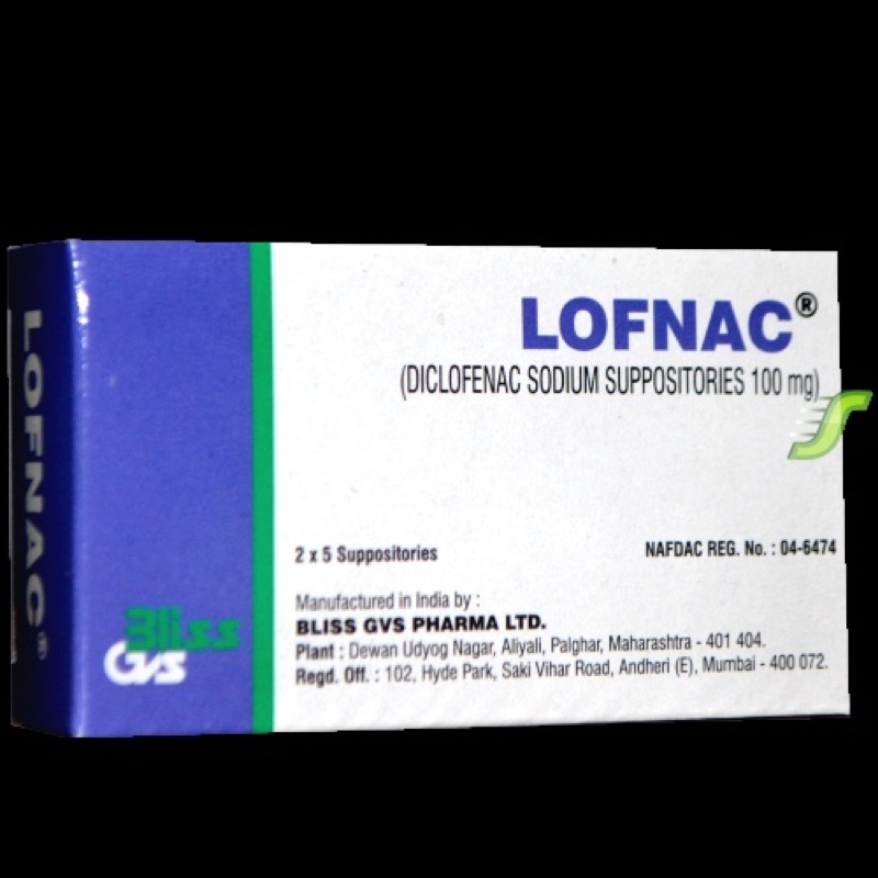 LOFNAC SUPPOSITORIES 10S DICLOFENAC